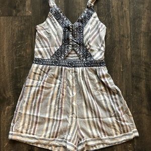 Light blue striped romper women’s size M